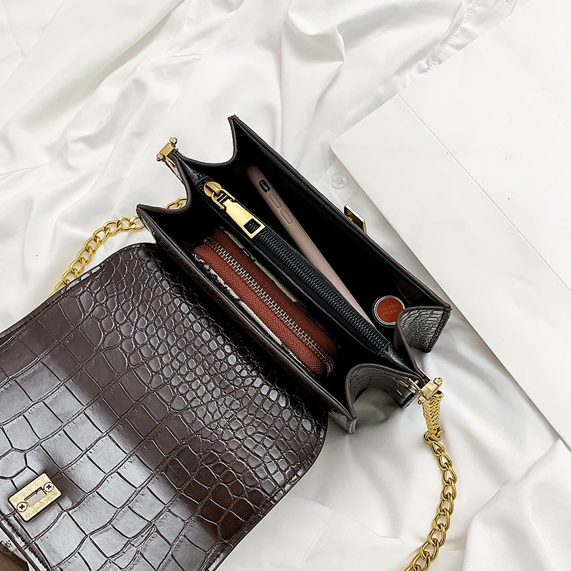 

2020 new ladies bag stone pattern shoulder messenger bag fashion casual mobile phone bag luxury designer women bag chain bag sac