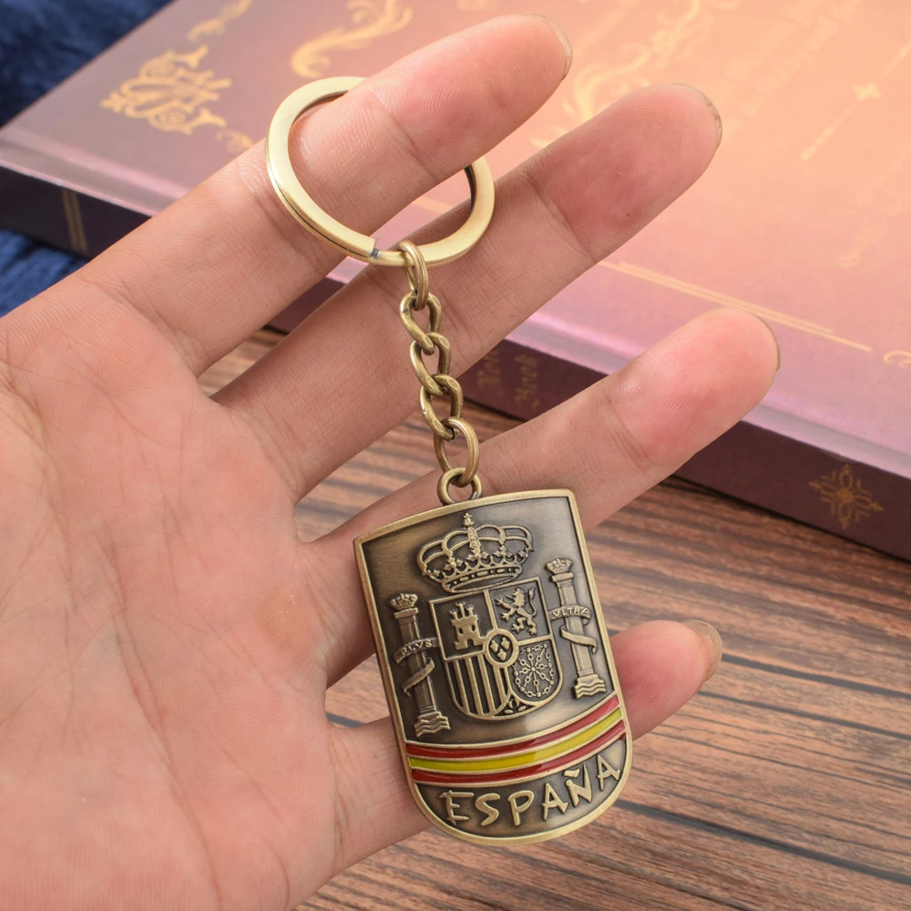 Vicney испанский Герб брелок Античная бронза Цвет для ключей в форме щита