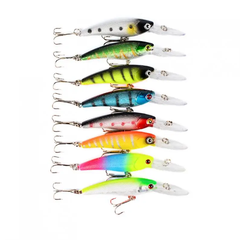 

Жесткие приманки 16 шт./лот, 2 модели, набор рыболовных приманок, набор для ловли окуня с острыми крючками