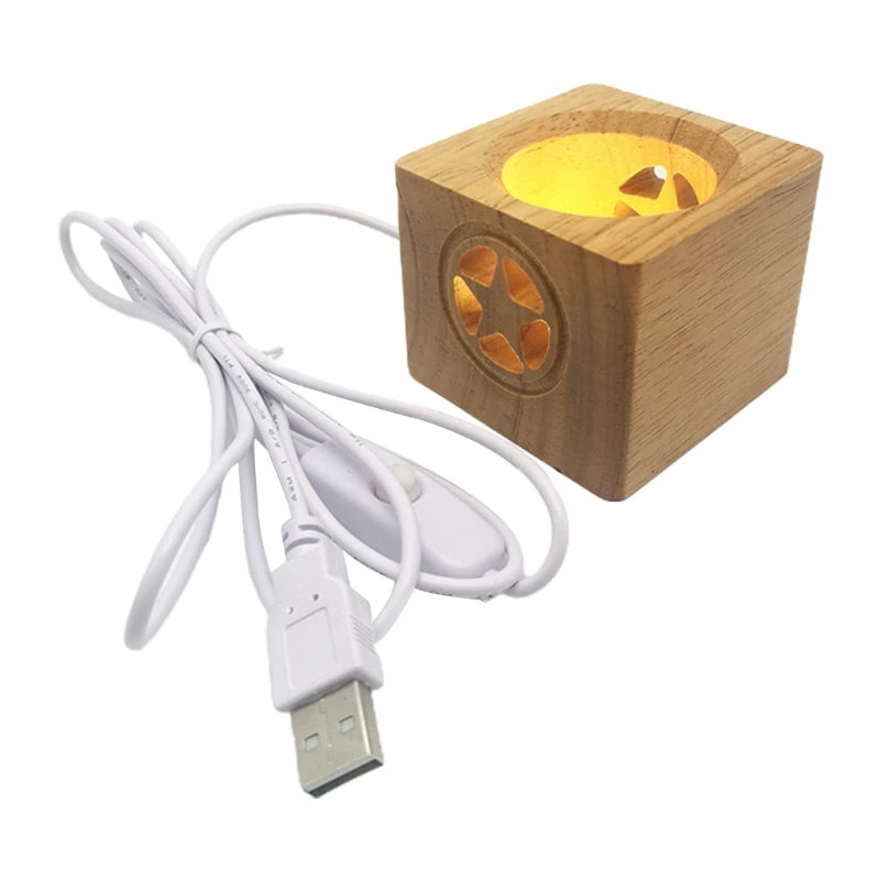

Square Wooden 3D Night Light Base Holder LED Display Stand for Crystals Glass Ball Illumination Lighting Accessories
