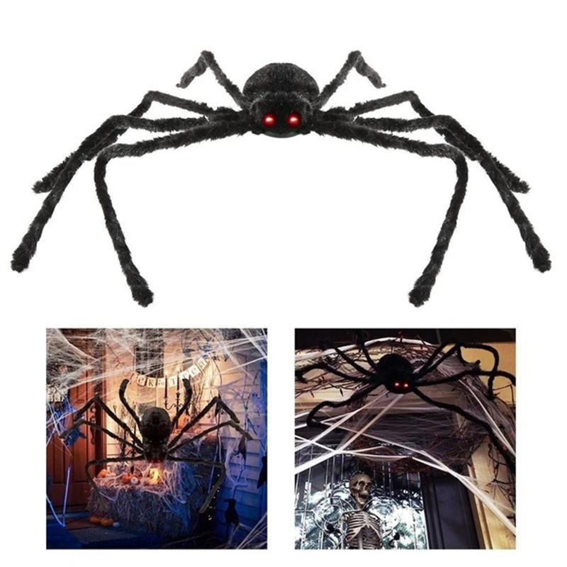 

150/200cm Halloween Decoration Black Big Spider Haunted House Party Decoration Indoor Outdoor Giant Horror Spider Drop shopping