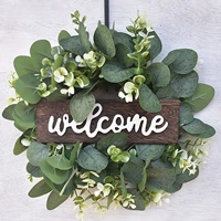 simulation leaf wreath flowers green round creative artificial garland hanging pendants wedding decoration home accessories
