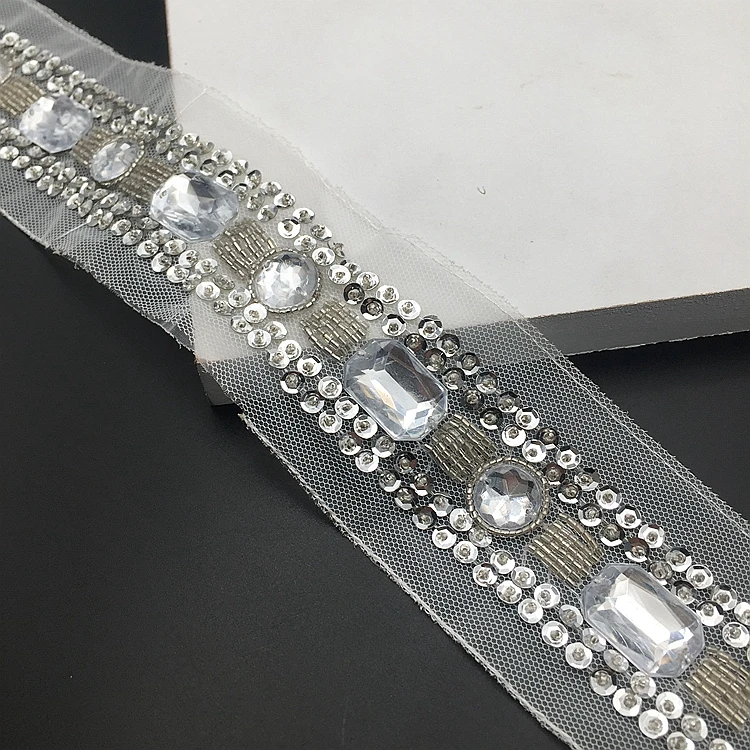 1 ярд бисерных бриллиантов отделка для шитья бриллиантовая Хрустальная лента