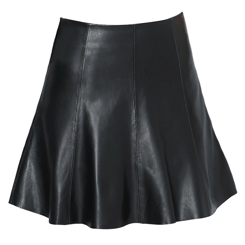 

Anti light pants small leather skirt 2020 spring and autumn sheep skin eight piece skirt Haining leather skirt children's