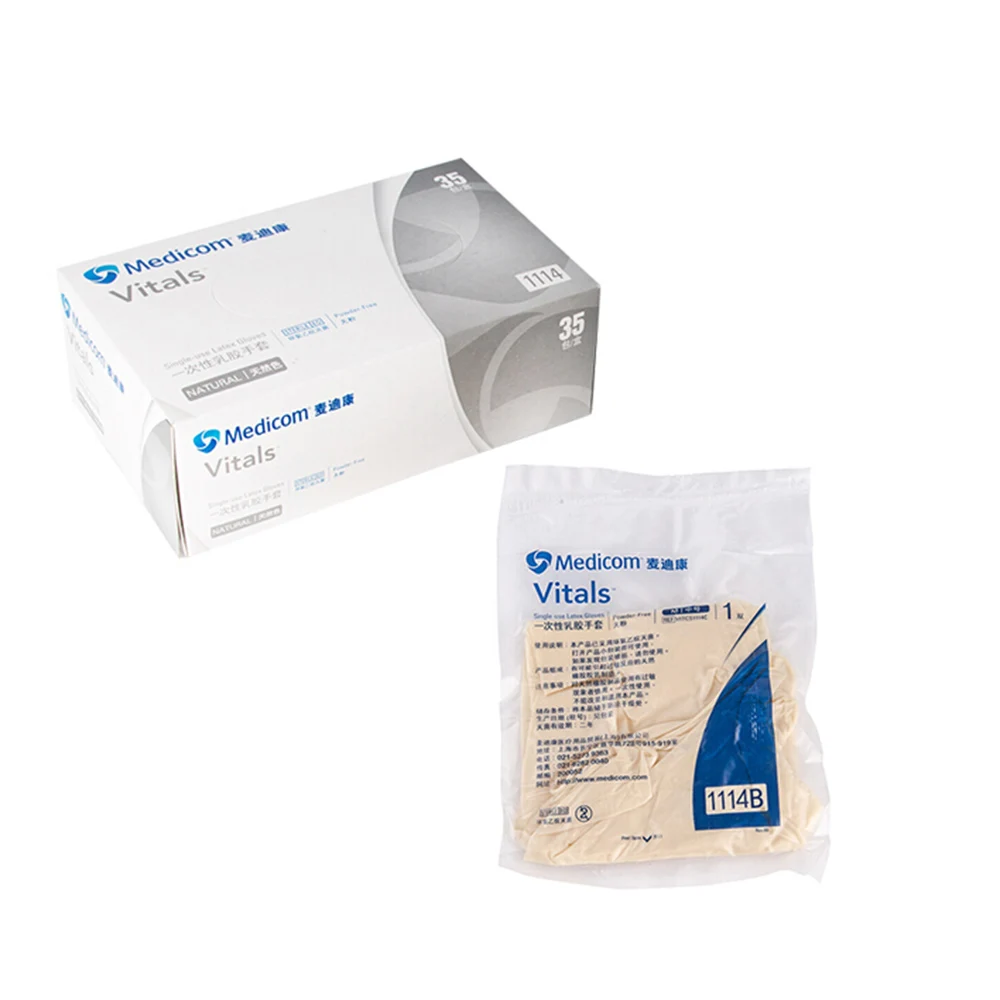 Medicom 35 пар/Box1114B одноразовые латексные перчатки Pockmark поверхностный порошок бесплатно стерилизованный тип исследования промышленные перчатки