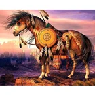 Yumeart 5D DIY Алмазная Вышивка перо лошадь алмазная живопись вышивка крестиком индийская лошадь животные Стразы Мозаика Украшение