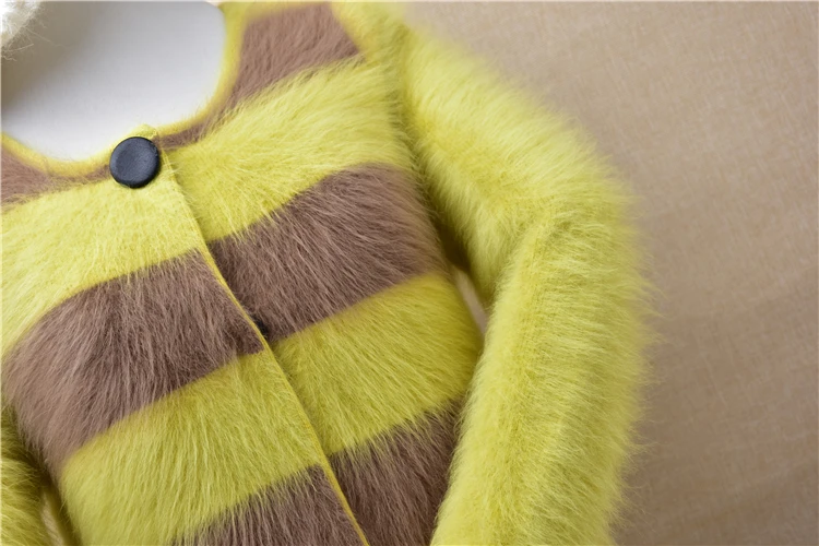 Пальто женское из ангорской шерсти с круглым вырезом и длинным рукавом |