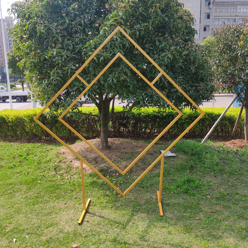 Arco de boda de hierro forjado, arco cuadrado, estante Cuadrilateral, forma geom&eacute;trica, fondo de escenario de boda, suministros de fiesta-1