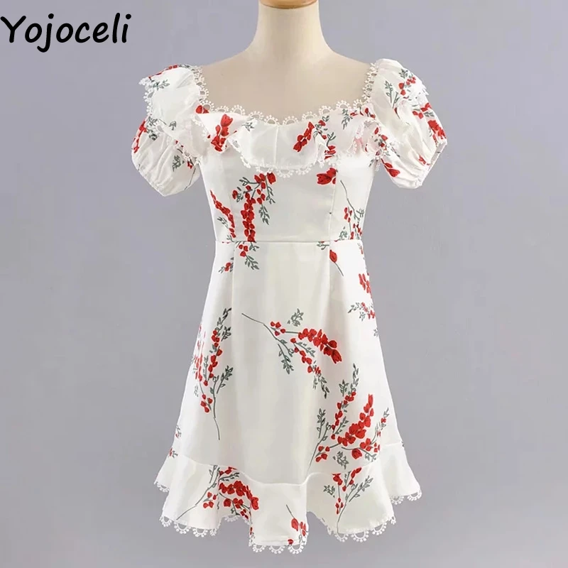 Yojoceli сексуальная с открытыми плечами и принтом кружевная бахрома платье для