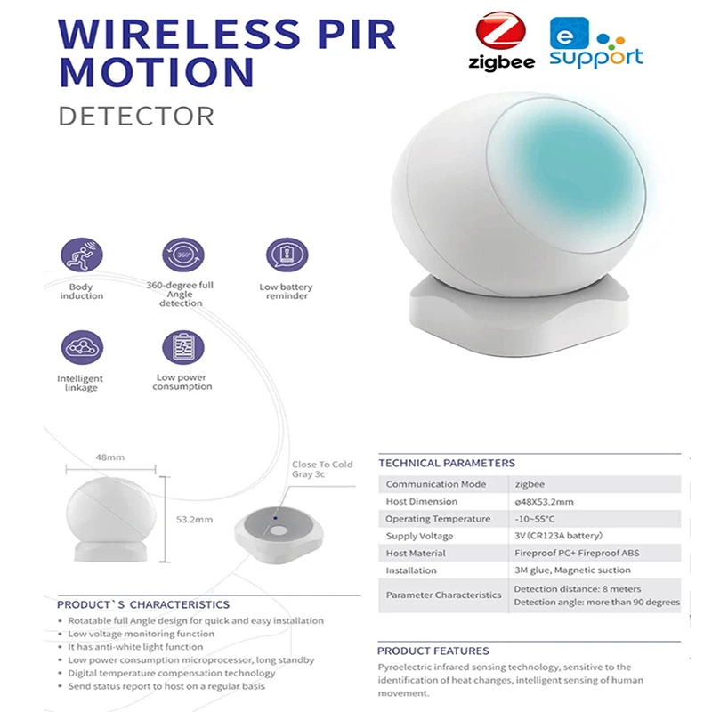 EWelink ZigBee PIR Sensor Infrared Human Body Moving Automatic Intelligent Household Alarm | Электроника