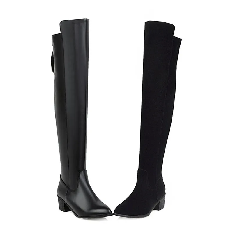 

Women's Boots The New winter fashion Pointed zipper mid heel Over the knee Women's shoes plus size 33-43 Heel Height 5cm black