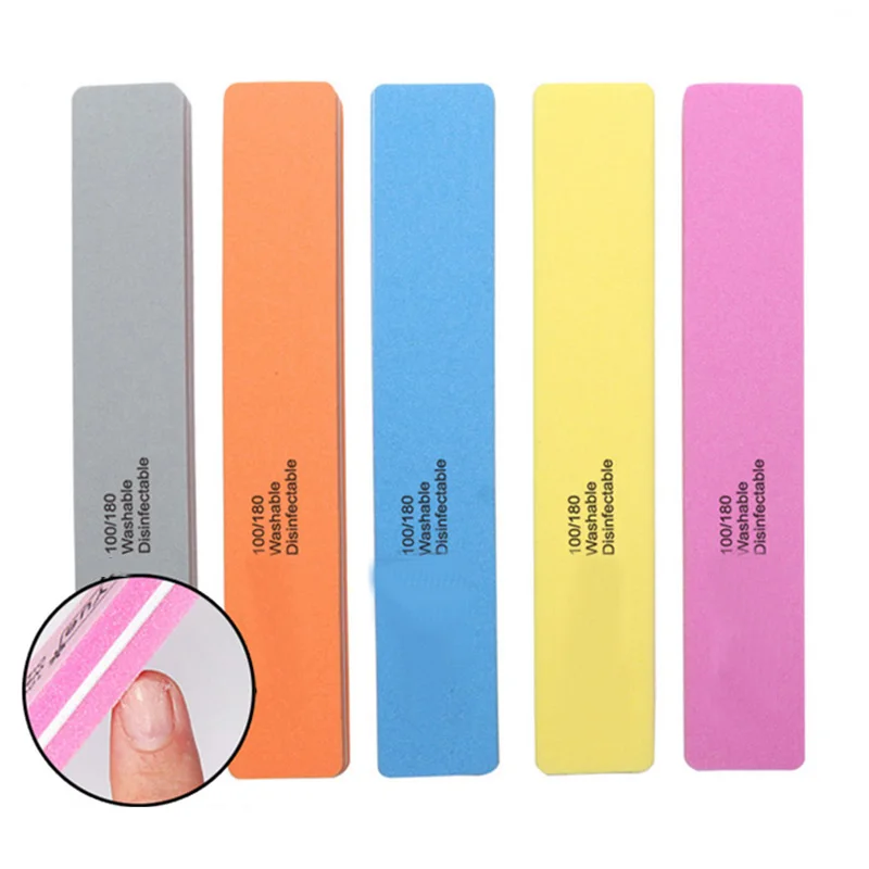 5pcs Nailfile Sponge Sandpaper Nail Buffer Emery Board Files 100/180 Sanding Foam Buffering Random Color | Красота и здоровье