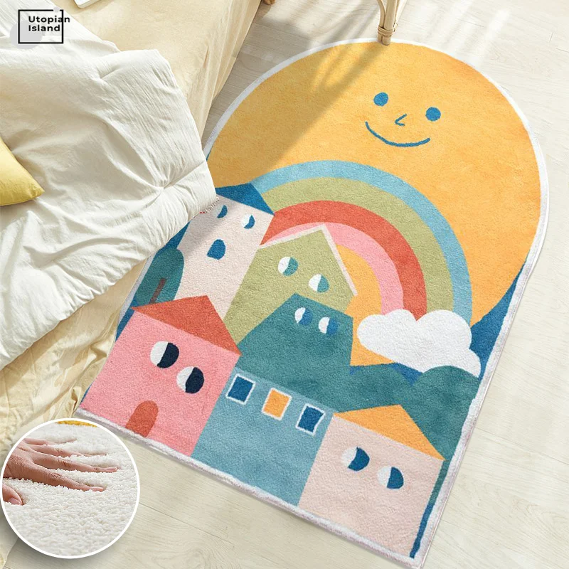 Овальный ковер для гостиной современный Пушистый Коврик детей прикроватный