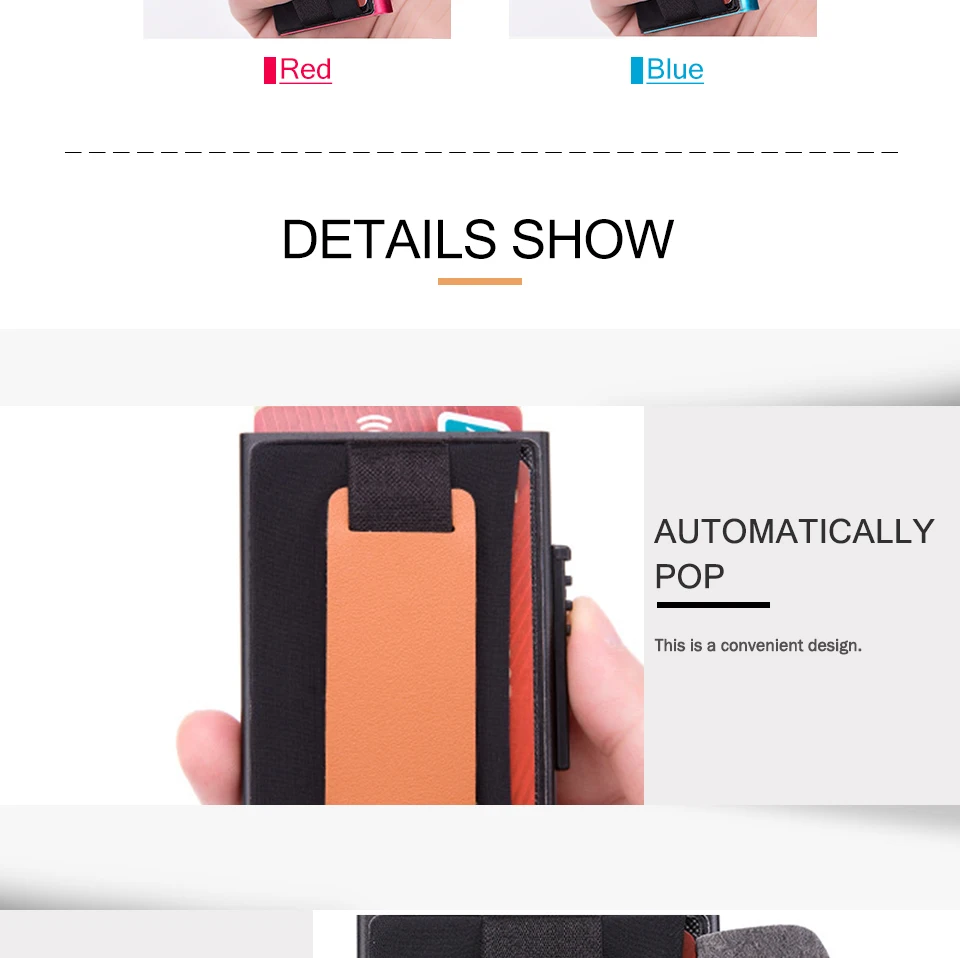 RFID смарт-кошелек держатель кредитной карты металлический тонкий мужской кошелек пройти секретный всплывающий минималистичный кошелек маленький черный кошелек