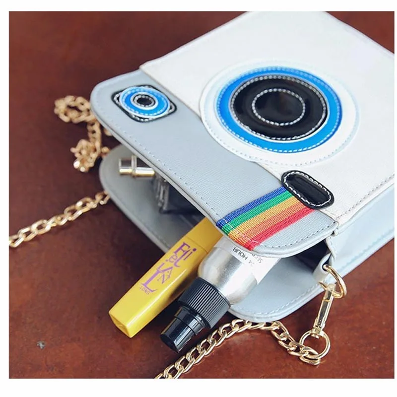 Модная Радужная сумка на плечо в форме камеры для девочек дизайнерские дамские