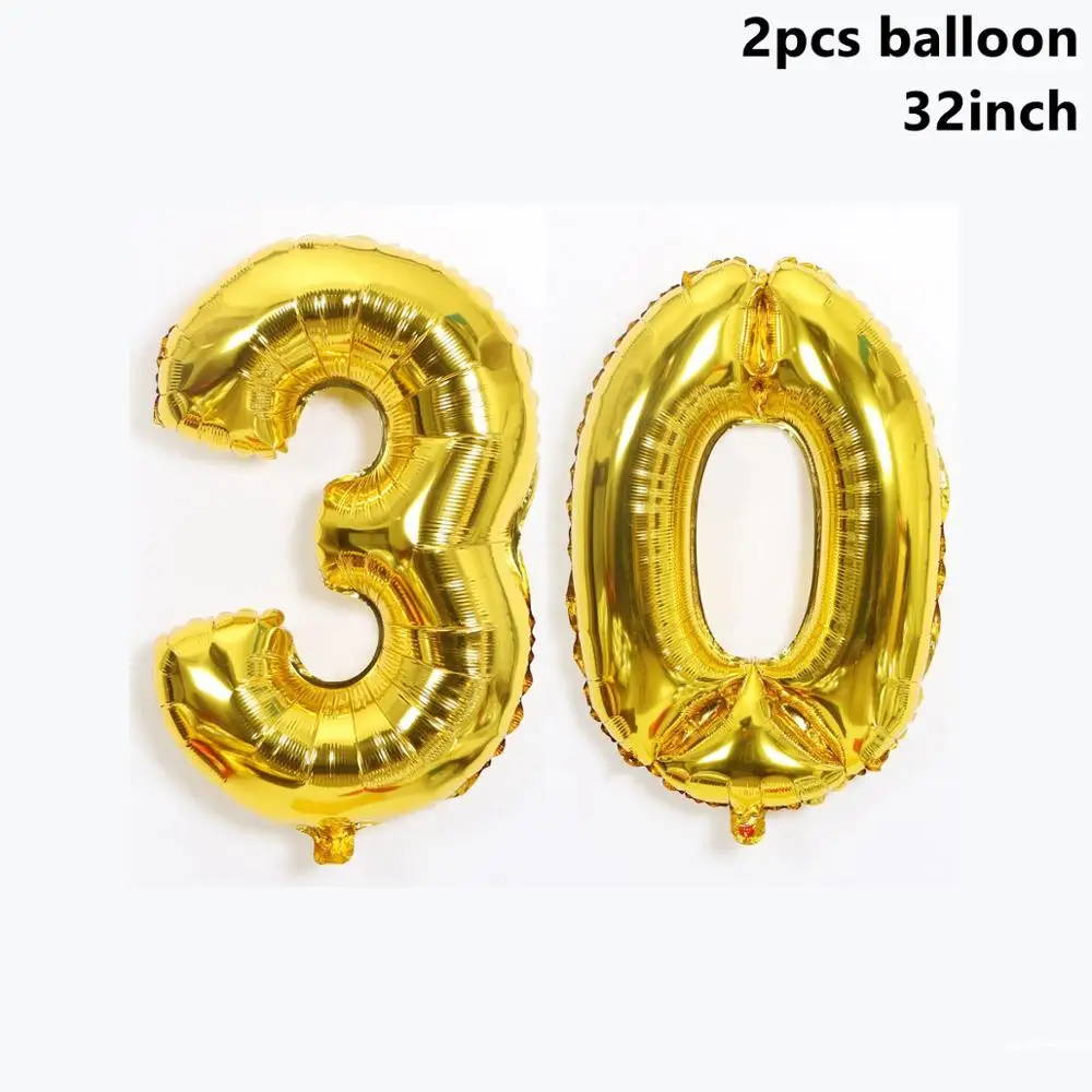 32inch 30th Balloons Taoup 32 дюйма 40 дюймов Золотой номер шары фольга 21 30 40 50 60 с днем рождения шары-цифры шары День рождения Декор для взрослых - Цвет: 32inch 30th Balloons