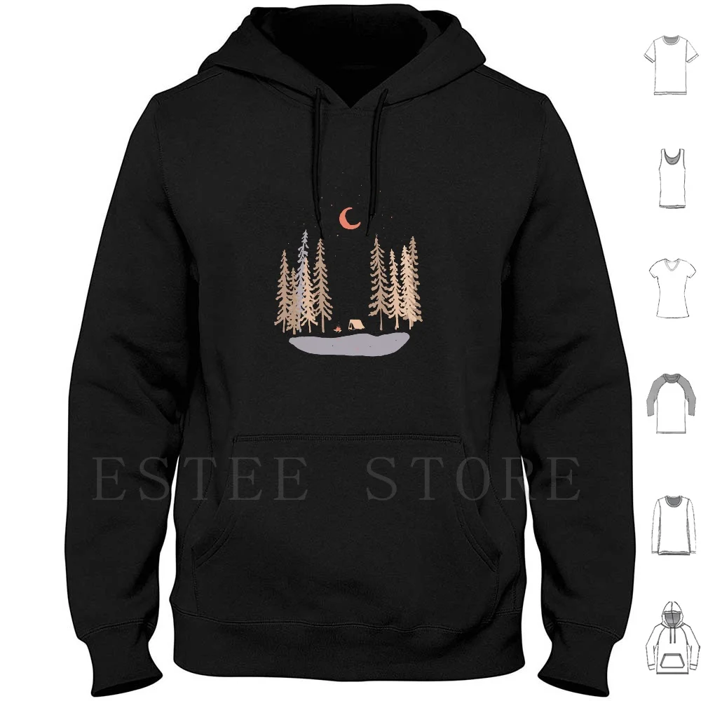 

Feeling Small... Hoodie Long Sleeve Wild Wilderness Wildlife Nature Forest Camp Camping Adventure Fire Campfire Tent Stars