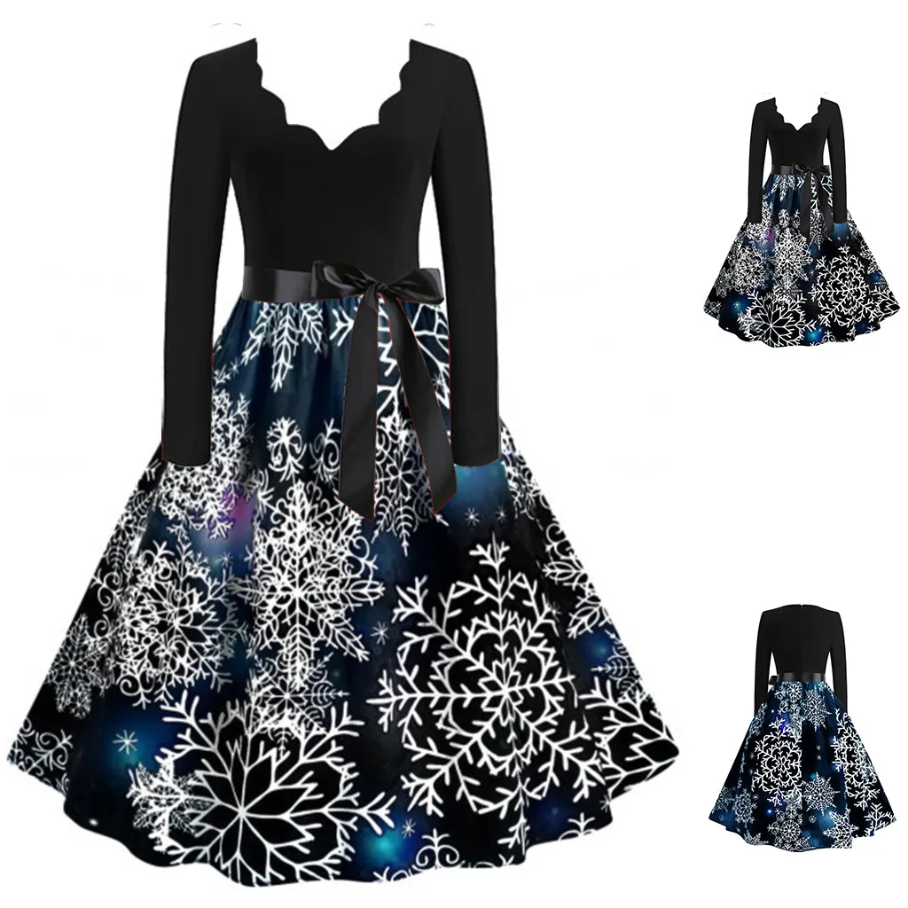 Новое рождественское платье для женщин зимнее с длинным рукавом Рождество кошки