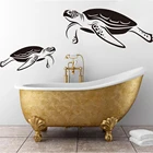 Виниловый экран для ванной с изображением черепашек, морских черепах, животных, наклейка на стену в ванную, для детской комнаты, LW285
