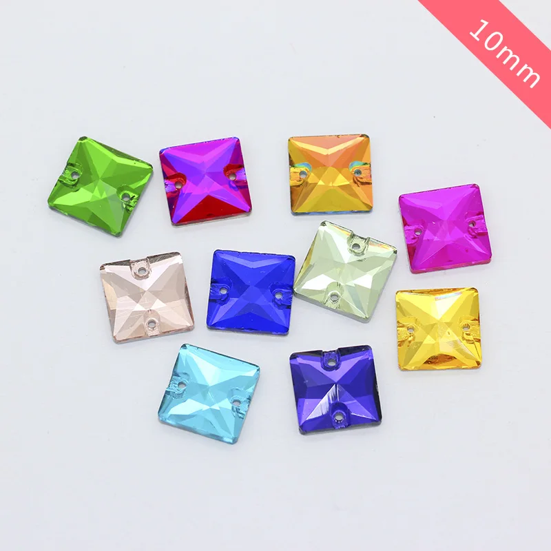 45p 10 мм в ассортименте квадратная плоская спина Пришивные граненые хрустальные