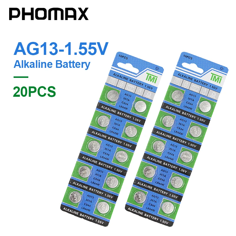 PHOMAX AG13 20 шт./упак. электронное оборудование Кнопочная батарея LR44 SR44 SR47 SG13 AG 13 1 55 V