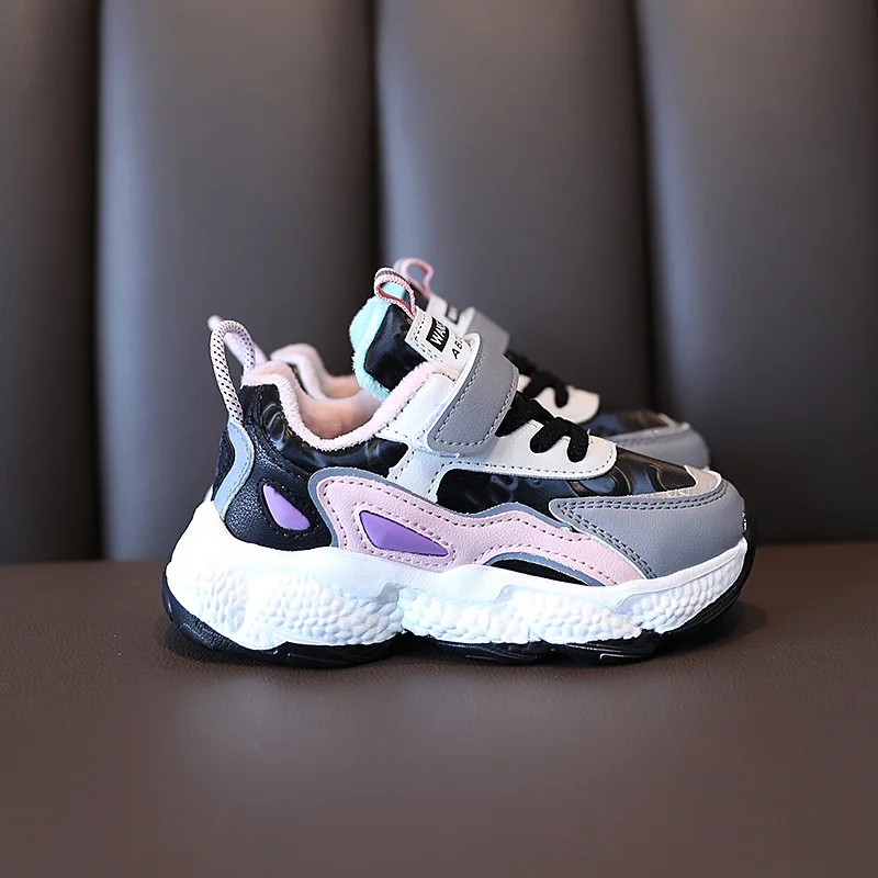 

Children's Cotton Sports Shoes 2021 Autumn and Winter New Style Plus Suede Leather Boys and Girls Casual Kids Sports Shoes 26-36
