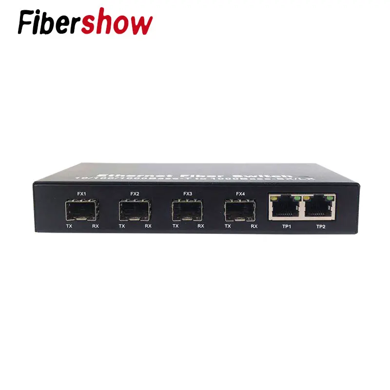 Гигабитный Ethernet коммутатор волоконно-оптический медиаконвертер 4 волокно sfp модуль порт 2 RJ45 10/100/1000 м UTP волоконный порт