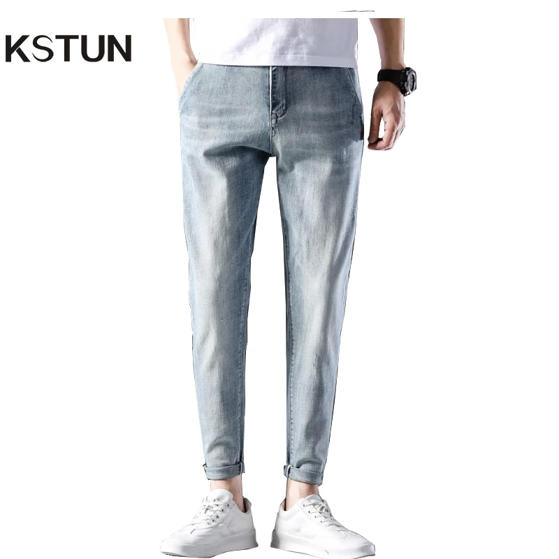 Джинсы KSTUN для мужчин светильник синие эластичные обтягивающие брюки 2020 летние