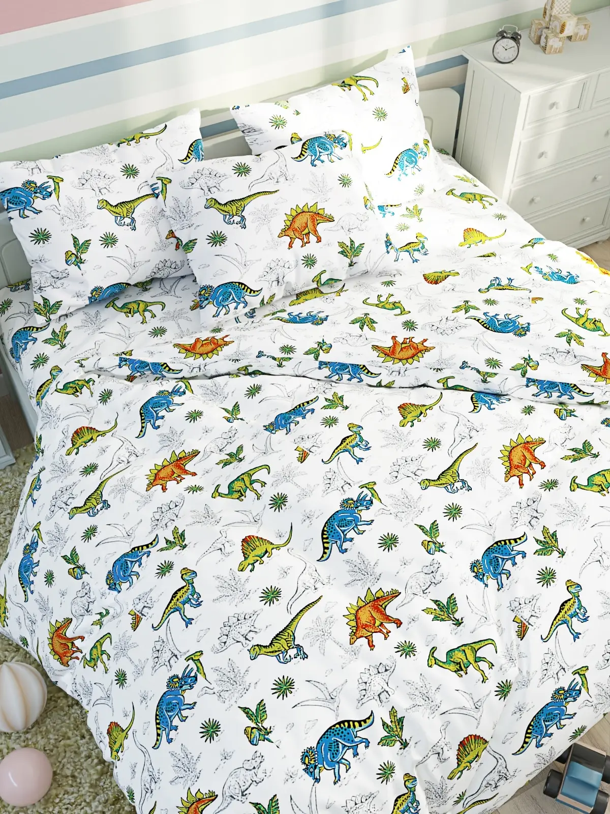 Bed sheet fairy tale &quotdinosaurs&quot 150 х215 cm 200 240 home textiles bed linen | Дом и сад