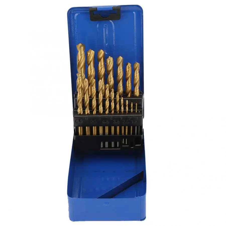 19 шт. золотой высокий темп стали прямой хвостовик спиральное сверло Набор бит 1 10