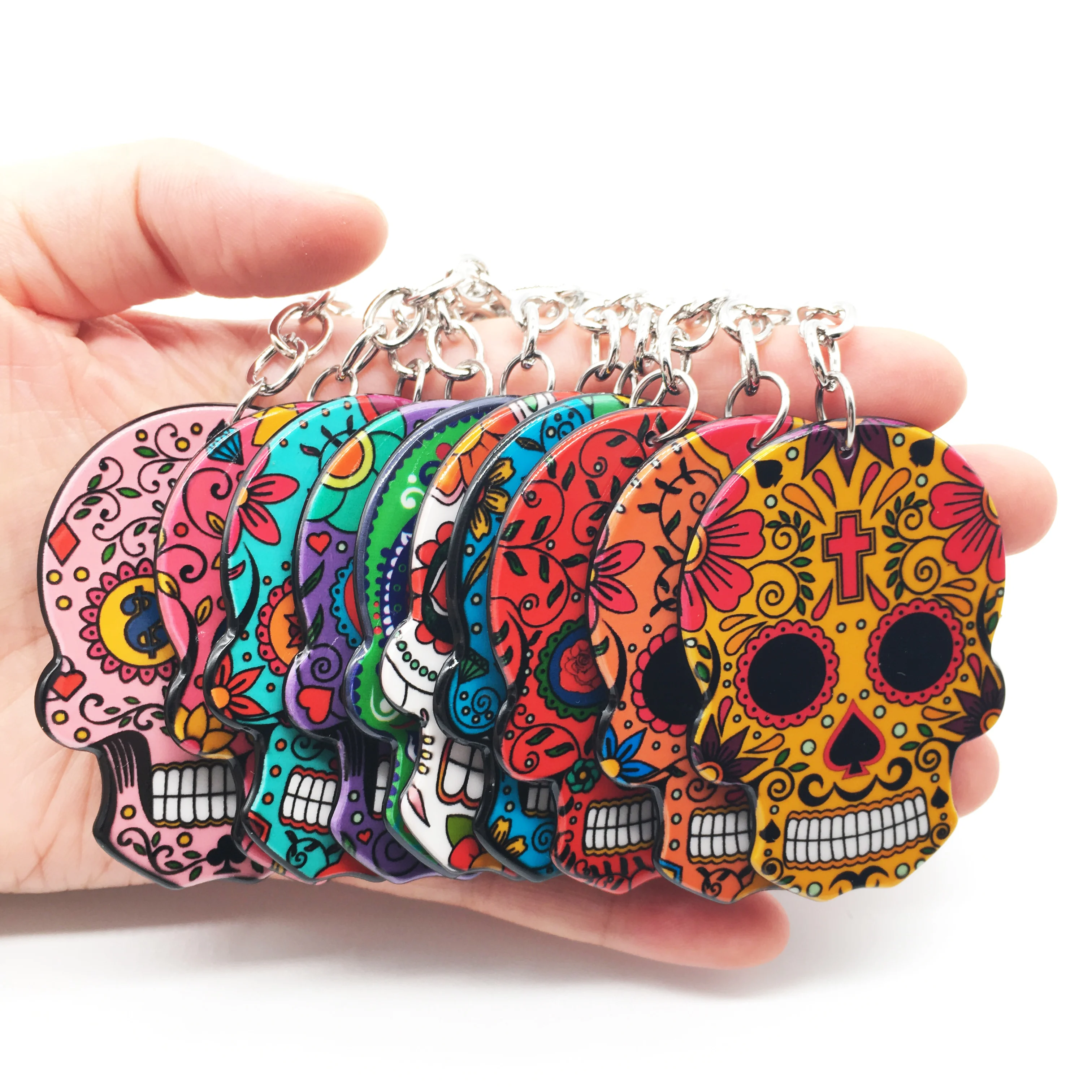 Брелок с черепом Calavera мексиканский милый сладкий сахар череп большой Омар брелок для ключей Хэллоуин акриловые бусины в форме черепа брелок сумка Подвески