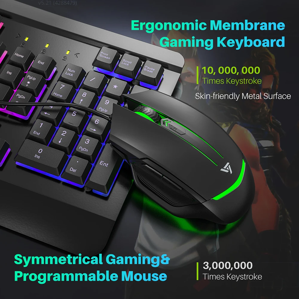 VicTsing PC216 PC Gamer игровая клавиатура и мышь комбинированный Стандартный комплект USB