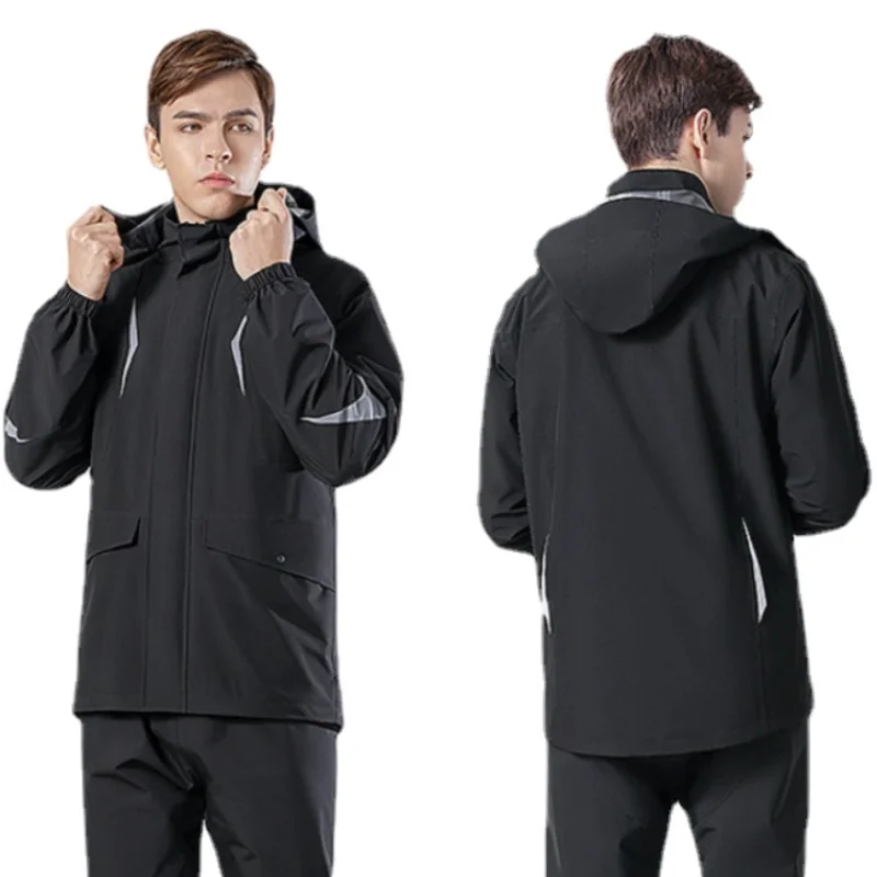 

2023 Raincoat men's and women's black raincoat coat waterproof raincoat poncho waterproof hooded raincoat rainpants set