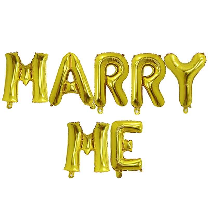 7pcs 12 шт. 16 дюймов розовое золото MARRY ME письмо фольгированные шары 1" Сердце шар День Рождения декорации на свадьбу, вечеринку вечерние принадлежности Globos - Цвет: 7pcs