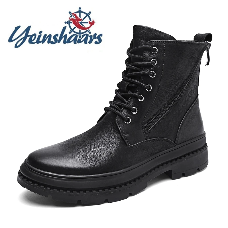Мужская обувь ботинки из натуральной кожи зимние мужская мартинсы повседневная