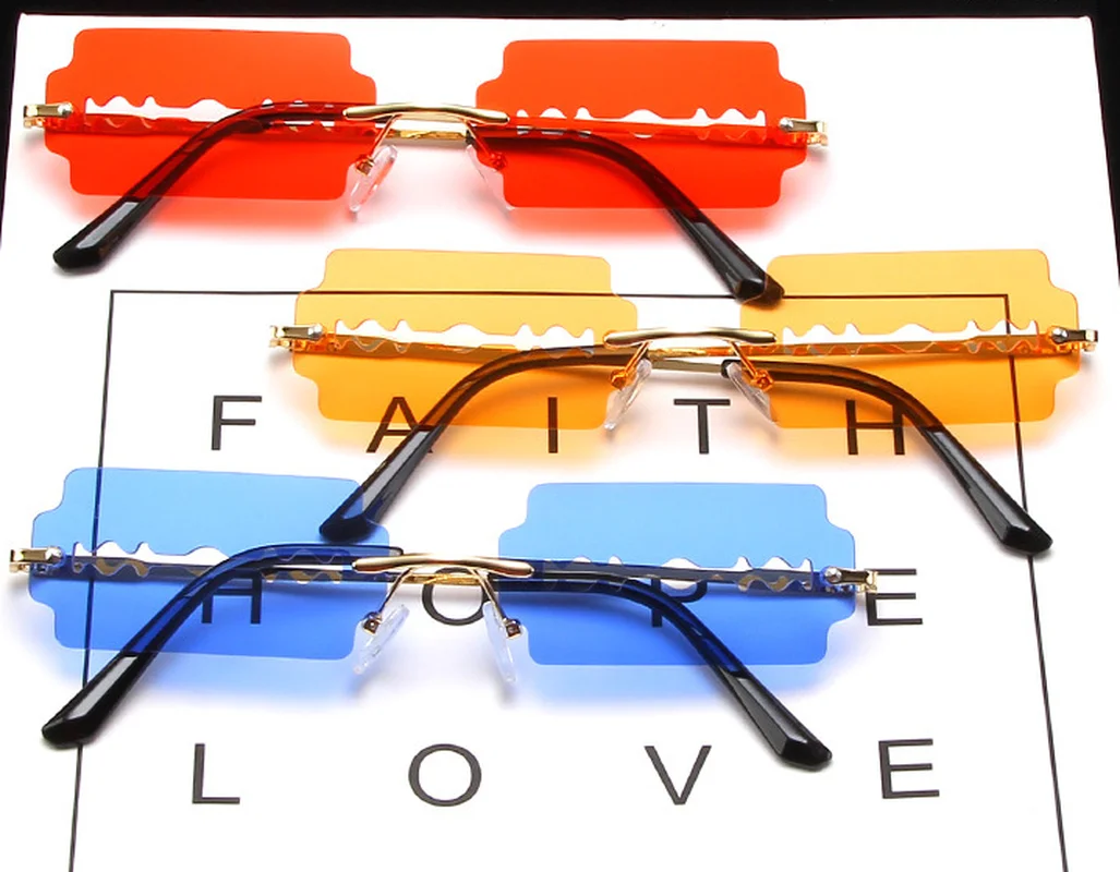 

Fashion Metal Luxurious Sunglasses Men and Women Trend Frameless Sunglasses Personalized Blade Decorative High-end Sunglasses