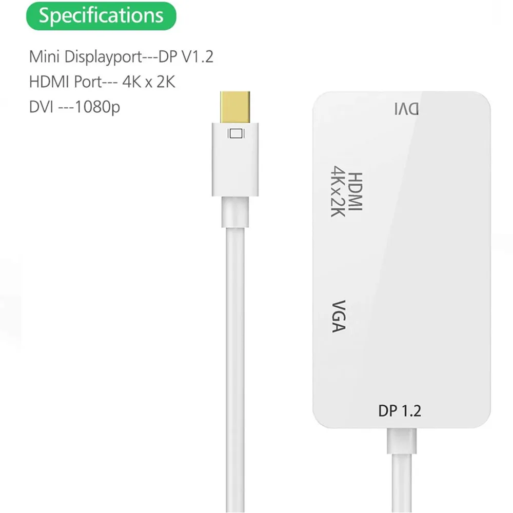 Thunderbolt 2 dock hub Mini Displayport to VGA HDMI-compatible 4K Dvi Adapter converter for macbook Mac book pro Surface | Электроника