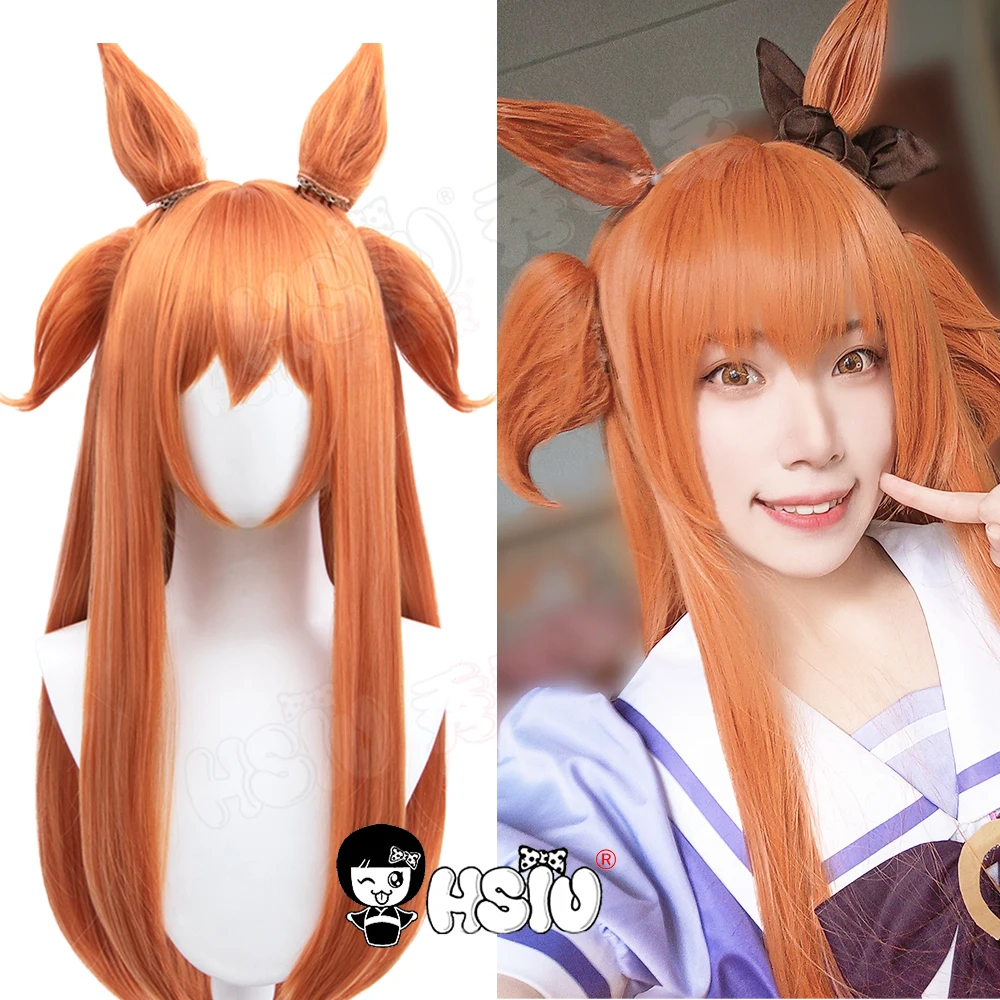 

Mayano Top Gun cosplay wig Anime Umamusume Pretty Derby cosplay HSIU Orange long hair + ear decoration Free wig Cap Pretty Derby