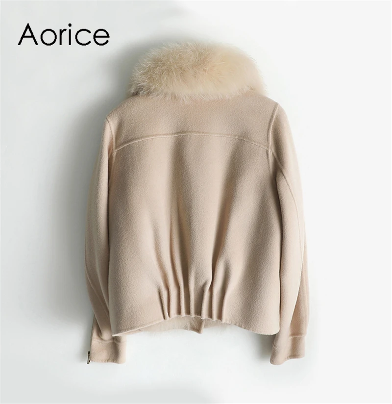 Aorice ZY320 Женская куртка из натуральной шерсти Женская опушка из лисьего меха воротник для отдыха осень/зима шерсть длинная верхняя одежда