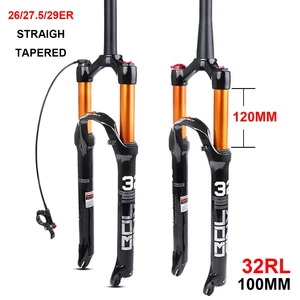 Bicycle Front Fork Air Resilience 32RL 26 27.5 29er Straight Tapered Tube Magnesium Alloy MTB Bike Fork Disc Brake Quick Release
