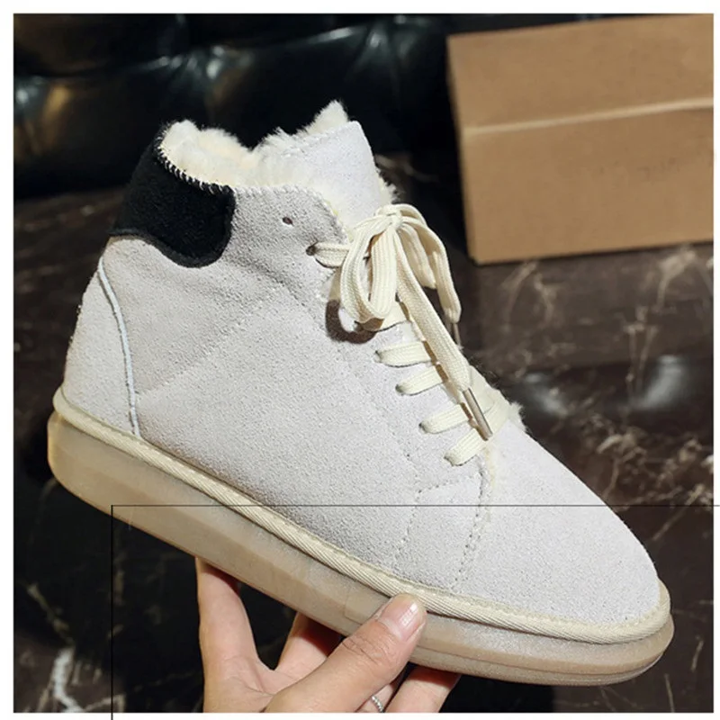 Женские ботинки из коровьей кожи DRFARGO повседневные теплые на плоской платформе