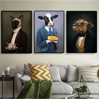 Картина маслом элегантная собака лиса кошка, холст, картина, настенные художественные плакаты и принты, картины животных для гостиной, домашний декор стены