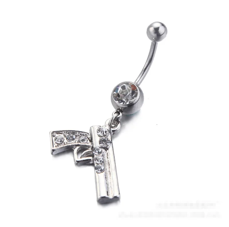 The most fashionable retail gun dangle belly ring navel bar body piercing jewelry 316L surgical steel nickel-free Free shipping |