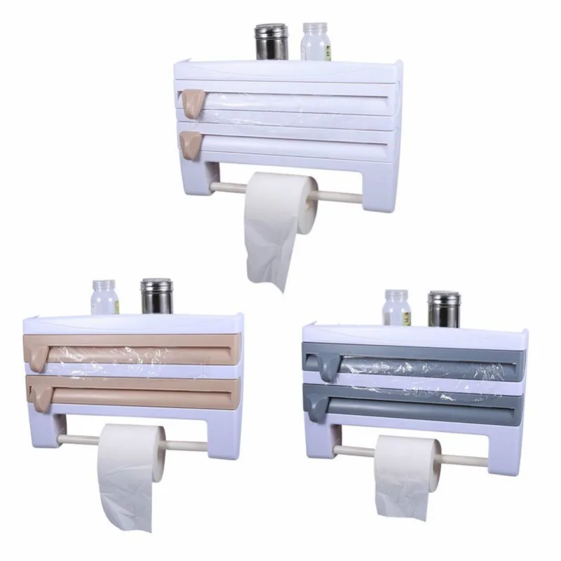 

Kitchen Roll Dispenser Cling Film Tin Foil Towel Holder Rack Wall Mounted New Refrigerator Wall Holder