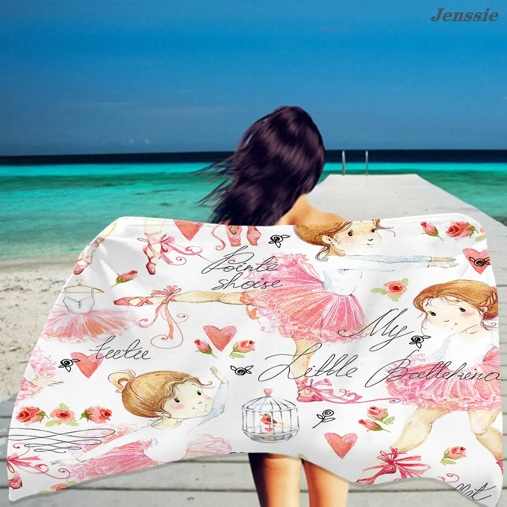 Мультяшное пляжное полотенце с 3D принтом балерины пляжный коврик одеяло