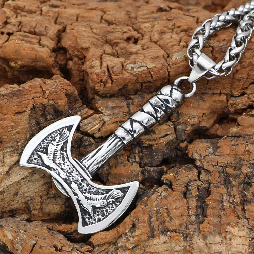 Скандинавский Викинг ожерелье с подвеской в виде топора из нержавеющей стали