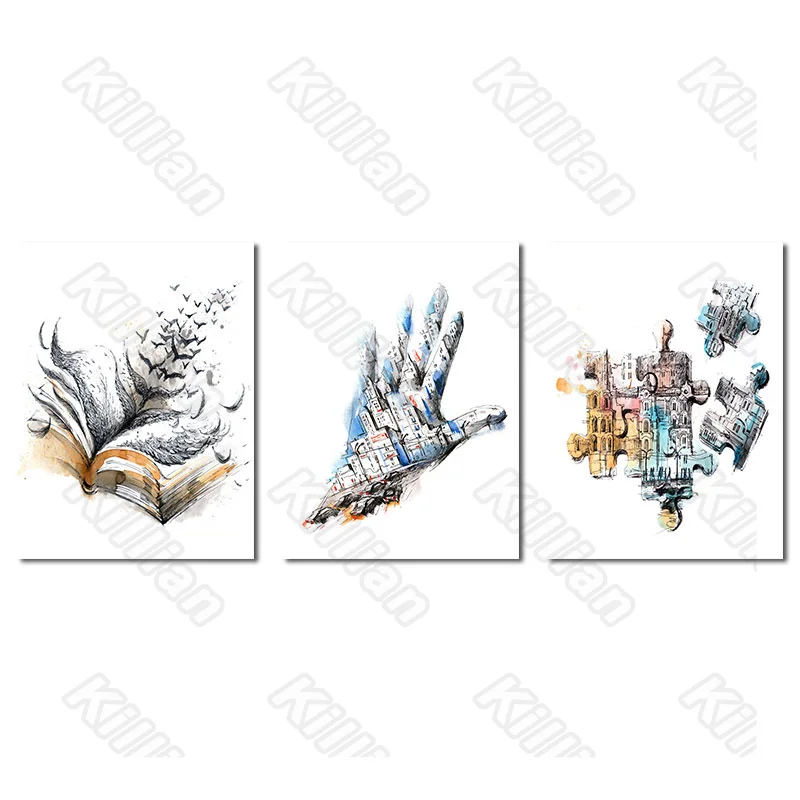 

Hands and Puzzle Frameless Poster Home Bedroom Decorative Living Room Book Canvas Painting Hd Print Poster Abstract Style Fresco