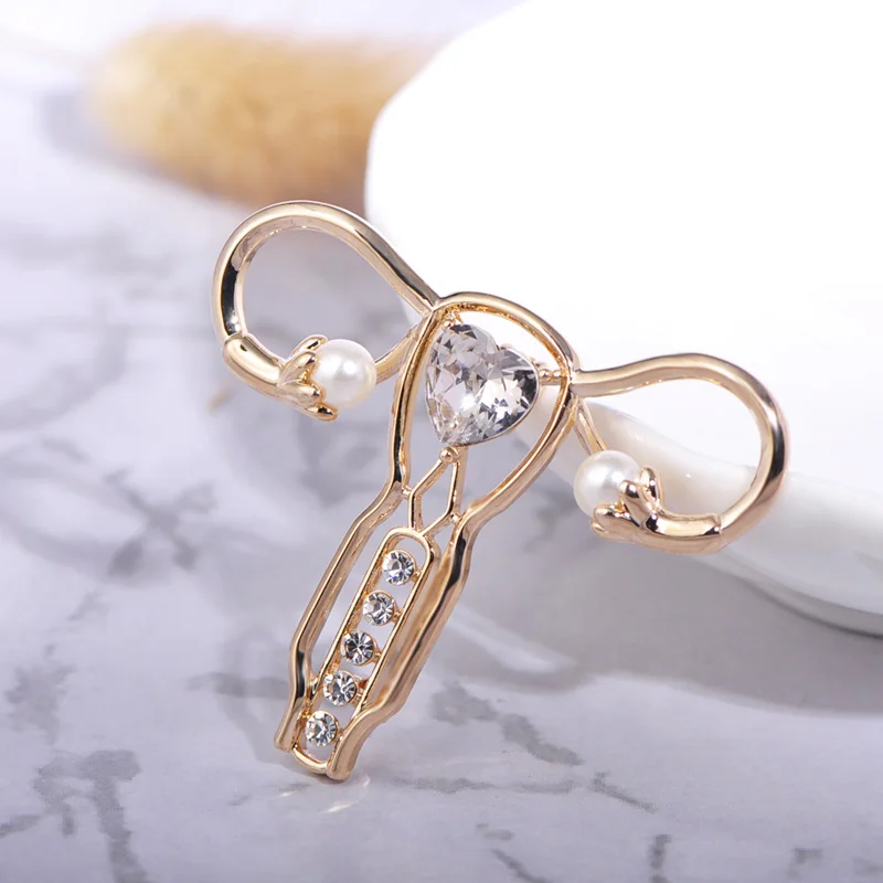 Броши Blucome Crystal Cuterus в форме матки значок с отворотом булавка искусственным