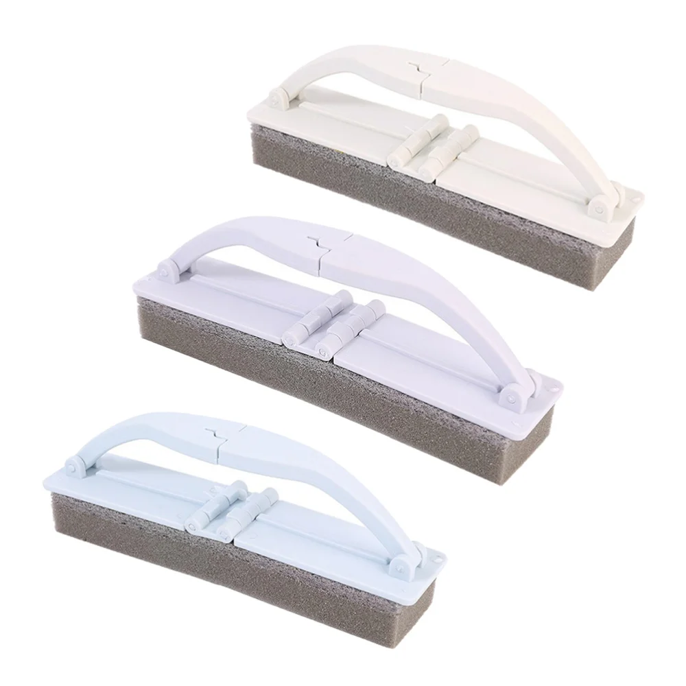 

3PCS Foldable Cleaning Brush Draining Sponge Brush Bathroom Kitchen Cleaning Tool with Handle for Windows Tiles Glasses