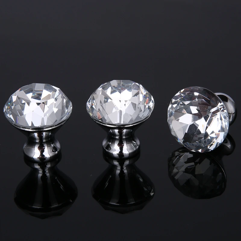 

10pcs 30MM Crystal Glass Diamond Furniture Handles Drawer Wardrobe Kitchen Cabinets Cupboard Door Pull Knobs DIY 30mm HKA--001